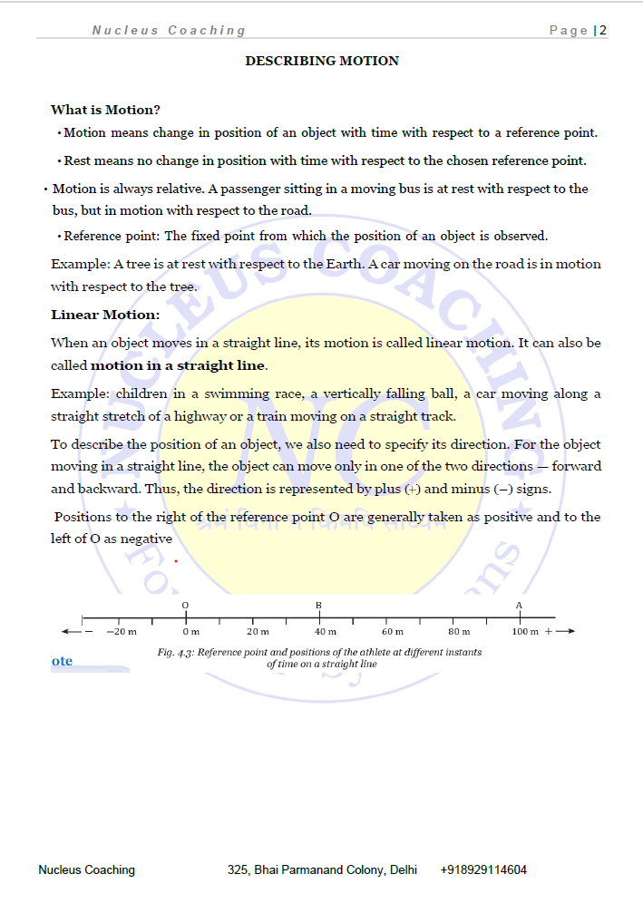 Class 9 Science – Describing Motion Around Us Notes