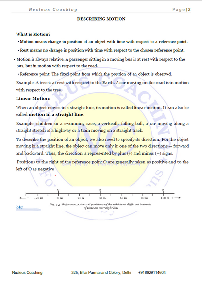 Class 9 Science – Describing Motion Around Us Notes