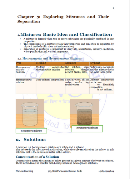 Class 9 Science – Exploring Mixtures and their Separation Notes