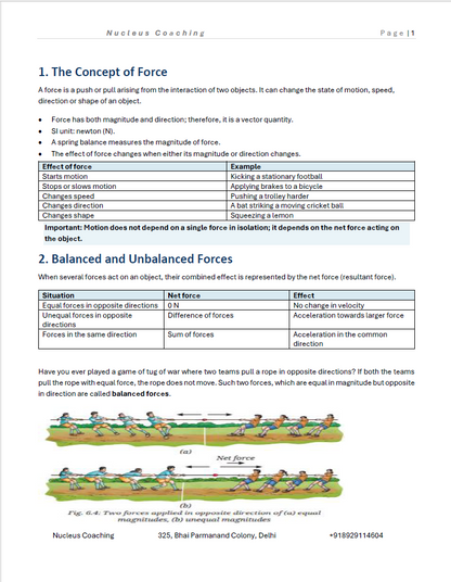 Class 9 Science – How Forces Affect Motion Notes