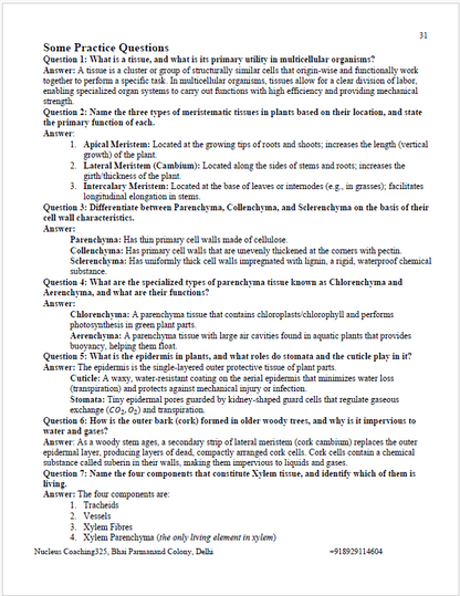 Class 9 Science – Tissues in Action Notes